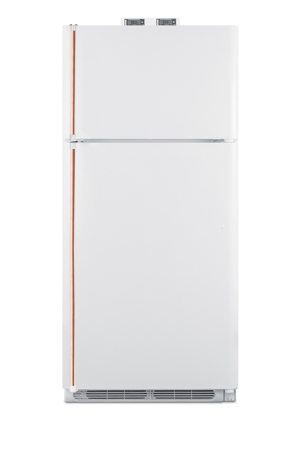 Summit 18 Cu. Ft. Breakroom Refrigerator-Freezer - Pure Copper Handles, NIST-Calibrated Alarm and Thermometers, White Finish