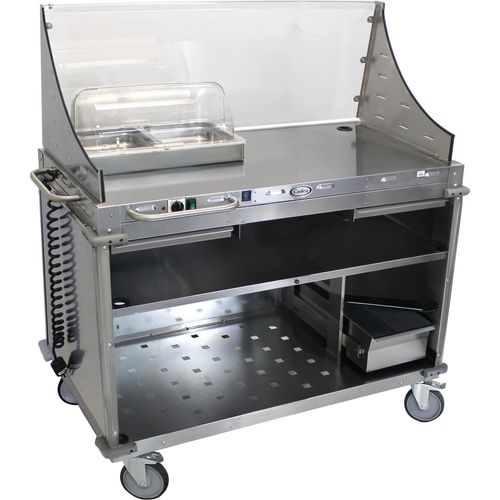 Cadco Large Demo/ Sampling Cart w/ Sneeze Guard, Full Size Hot Buffet ...