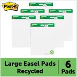 Post-it® Easel Pads Super Sticky Self Stick Easel Pads, 25 x 30, White, Recycled, 6 30 Sheet Pads/Carton