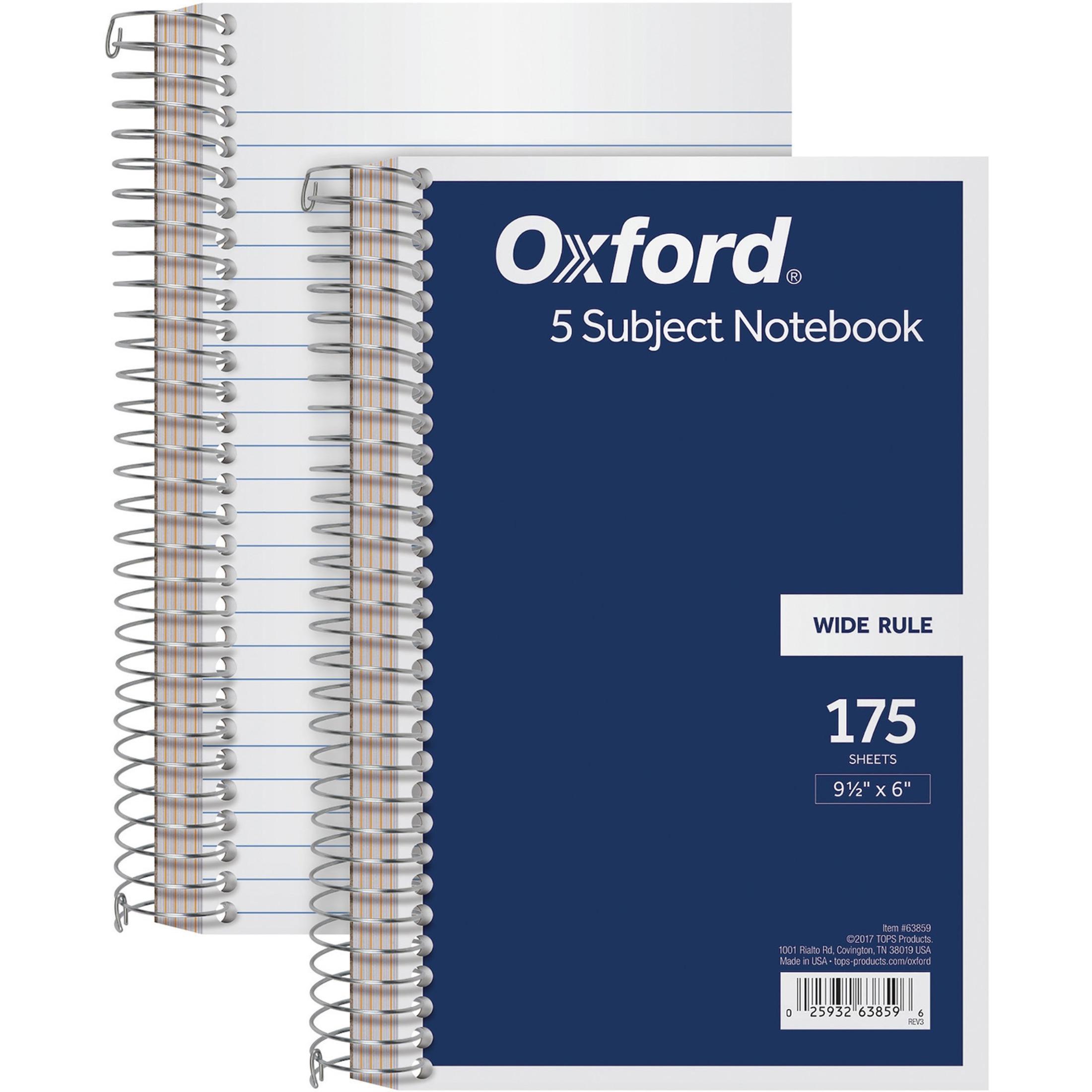 5-Subject Notebook, Wirebound, 175 Shts, 9-1/2"x6", Navy/WE