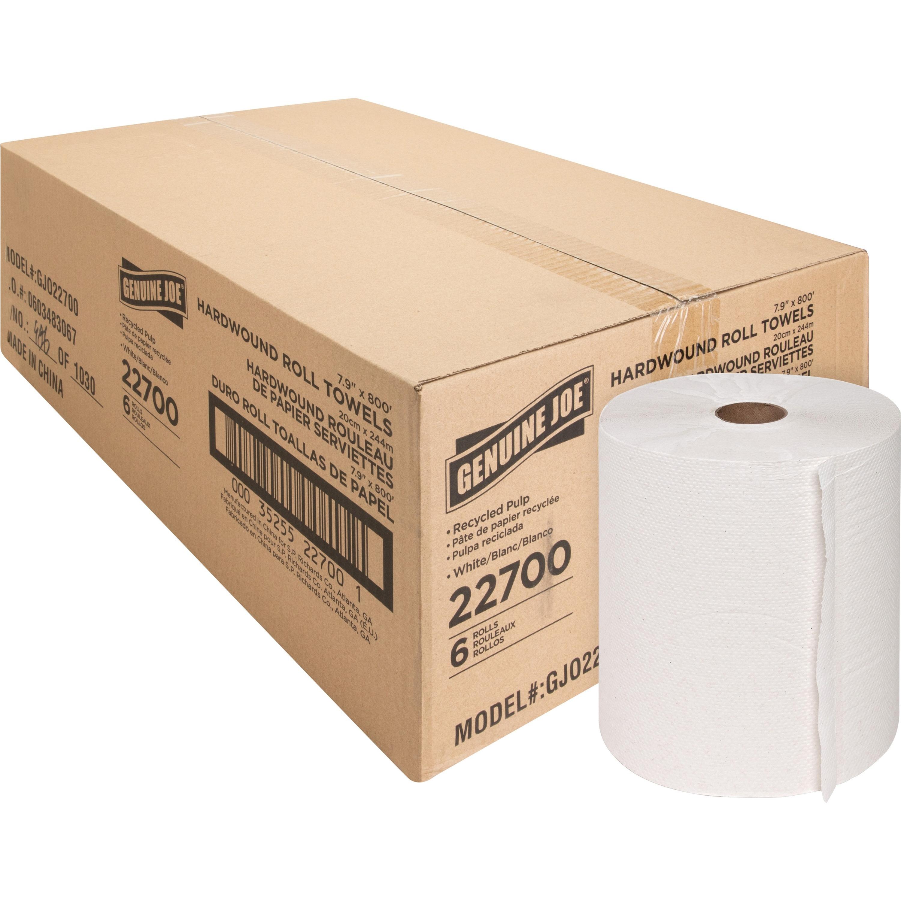 Genuine Joe Hardwound Roll Paper Towels (Pack of 6)