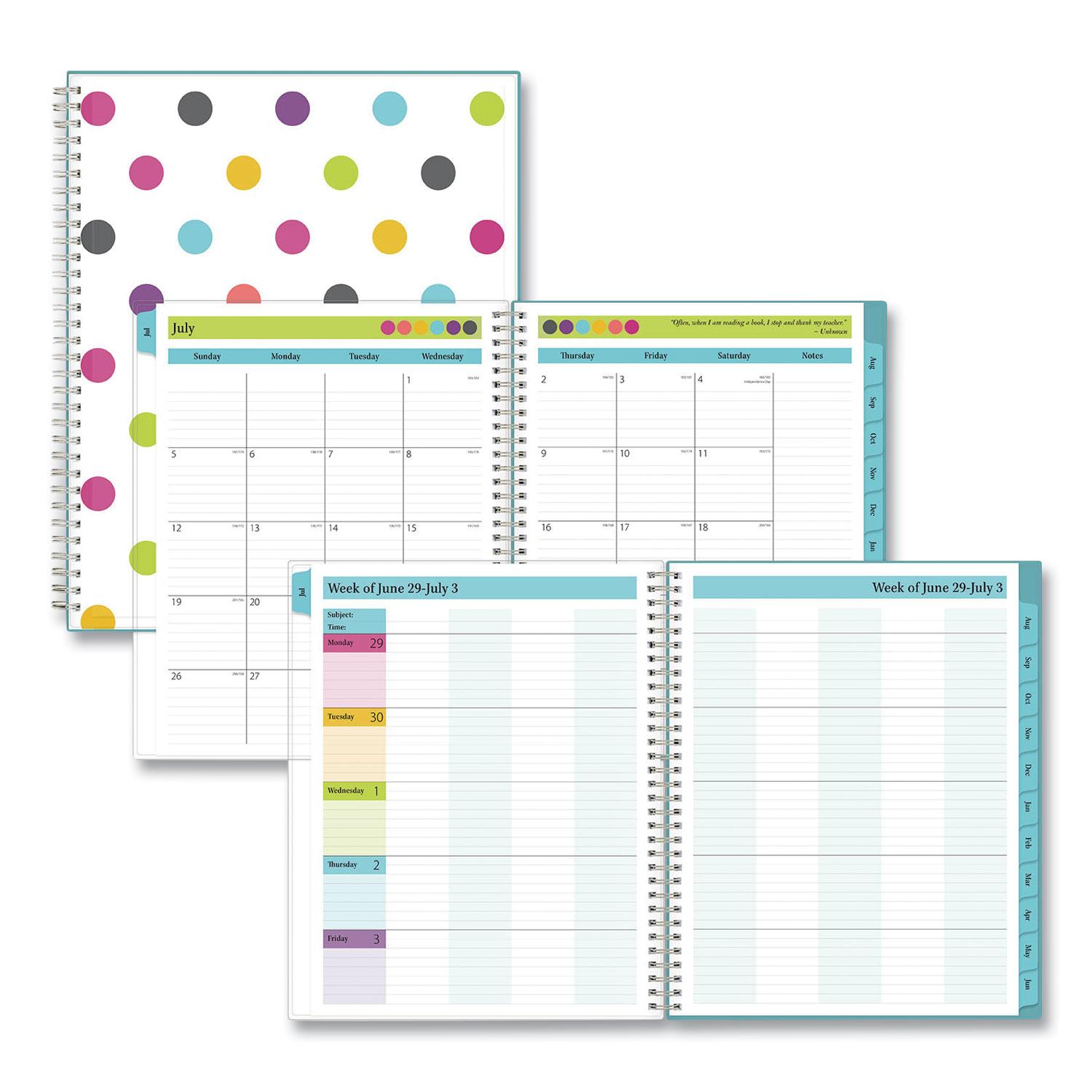Blue Sky® Teacher Dots Academic Year CYO Weekly/Monthly Planner, 8 1/2 x 11, Assorted Dots