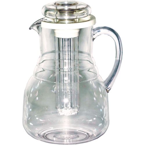 Service Ideas MWP33RB 3.3 Liter Clear Plastic Pitcher with Lid & Ice Tube -  Win Depot