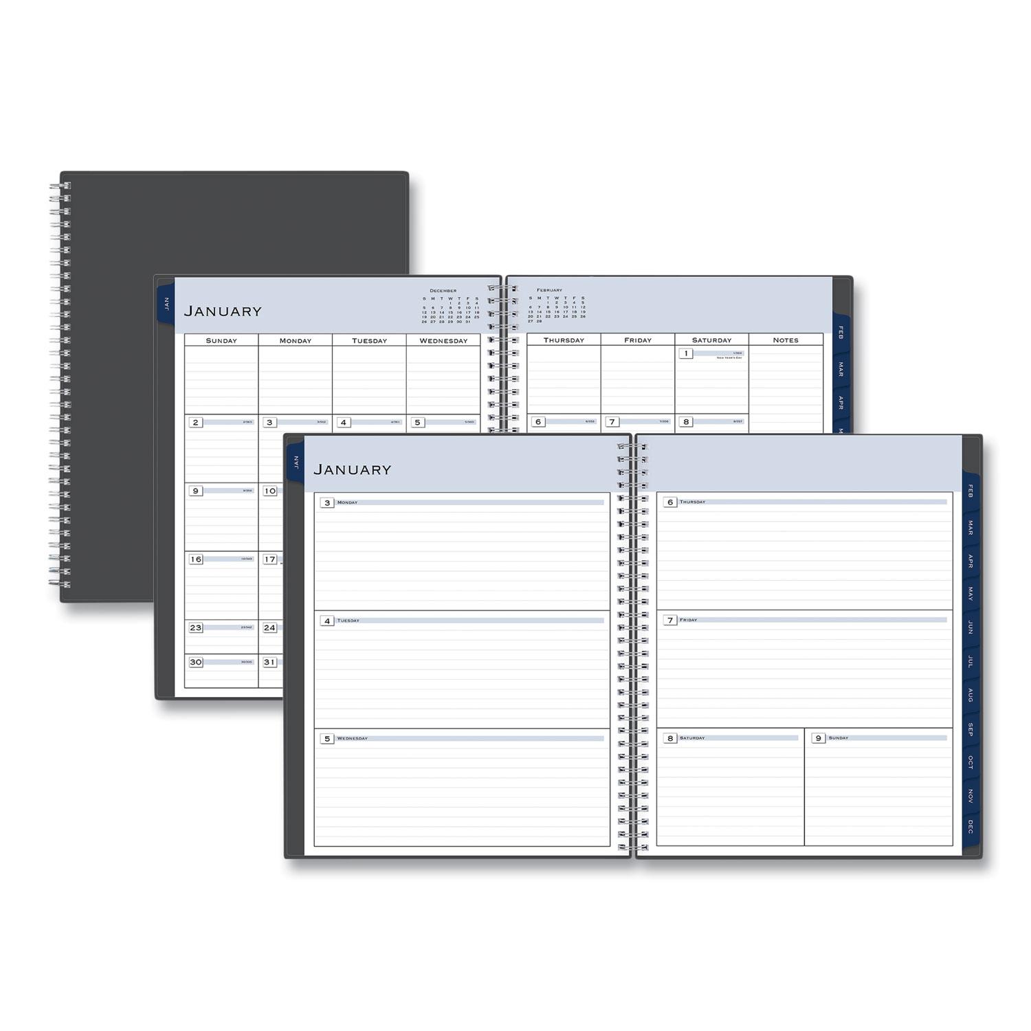 Blue Sky® Passages Weekly/Monthly Wirebound Planner, 11 x 8.5, Charcoal, 2022
