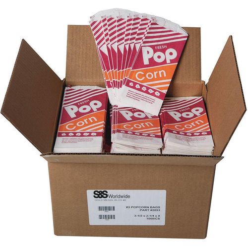 Gold Medal #3 Popcorn Bags, 8" x 3-1/2" x 2-1/4" (Case of 1000)