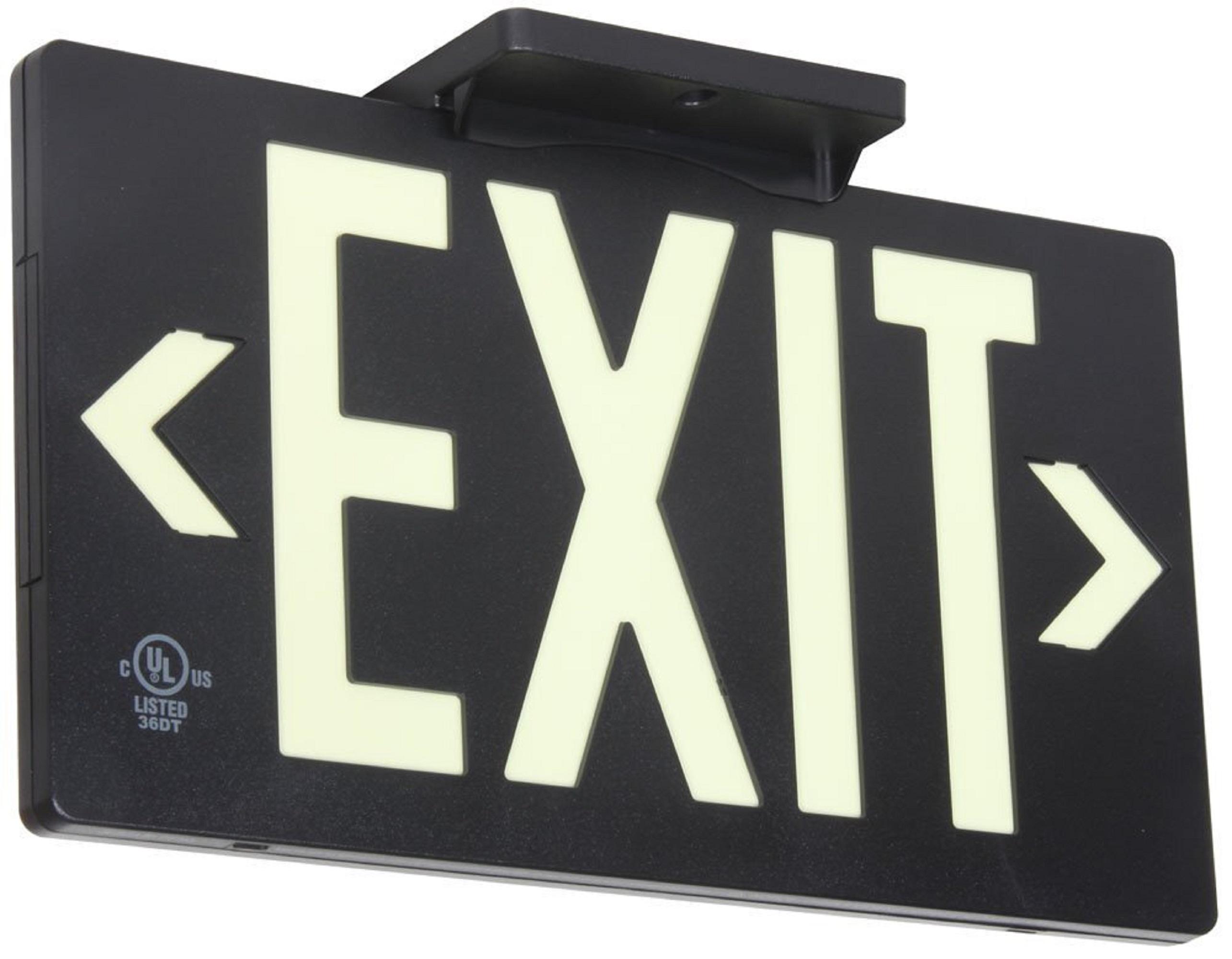 Glo-Brite Single Face Exit Sign With Bracket, Black