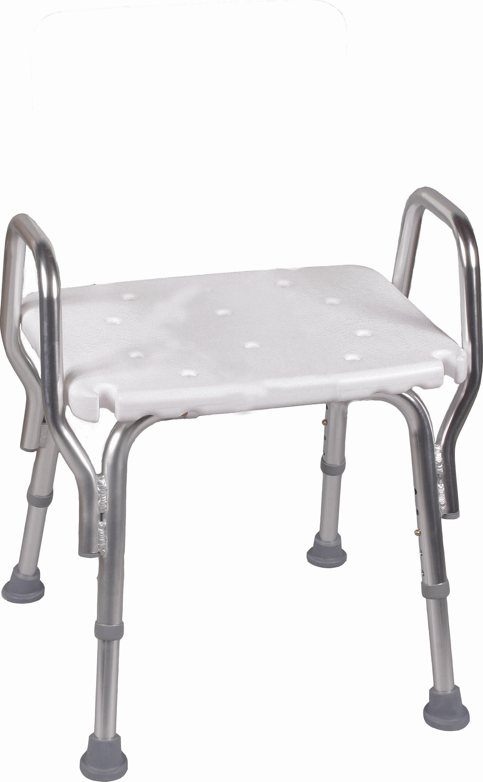 DMI Heavy Duty Bath and Shower Chair with Arms, Adjustable Legs and No-Tool Assembly, White