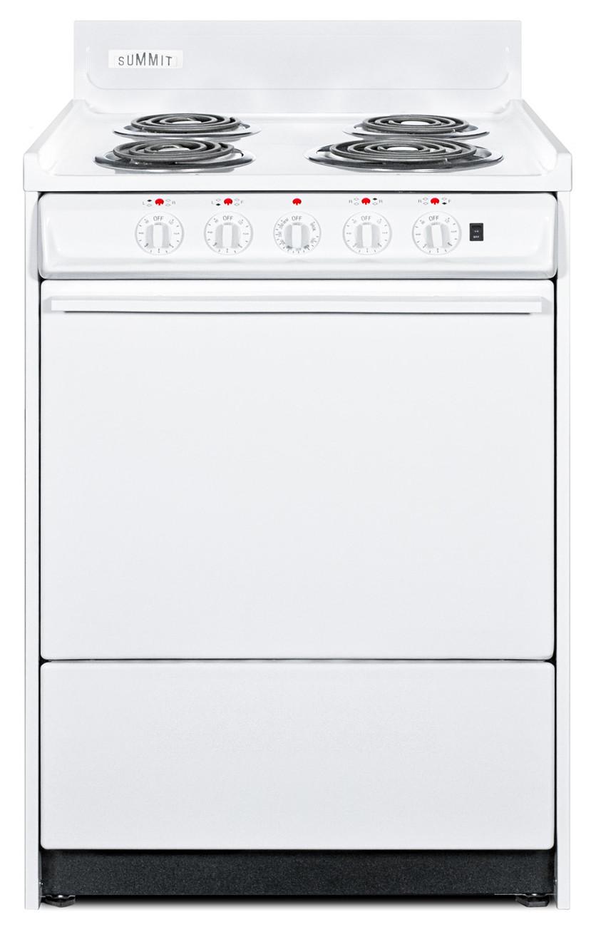 Summit Range, Free-Standing Electric, 24"W, Coil-Top, 3-Prong Cord, Hud, White
