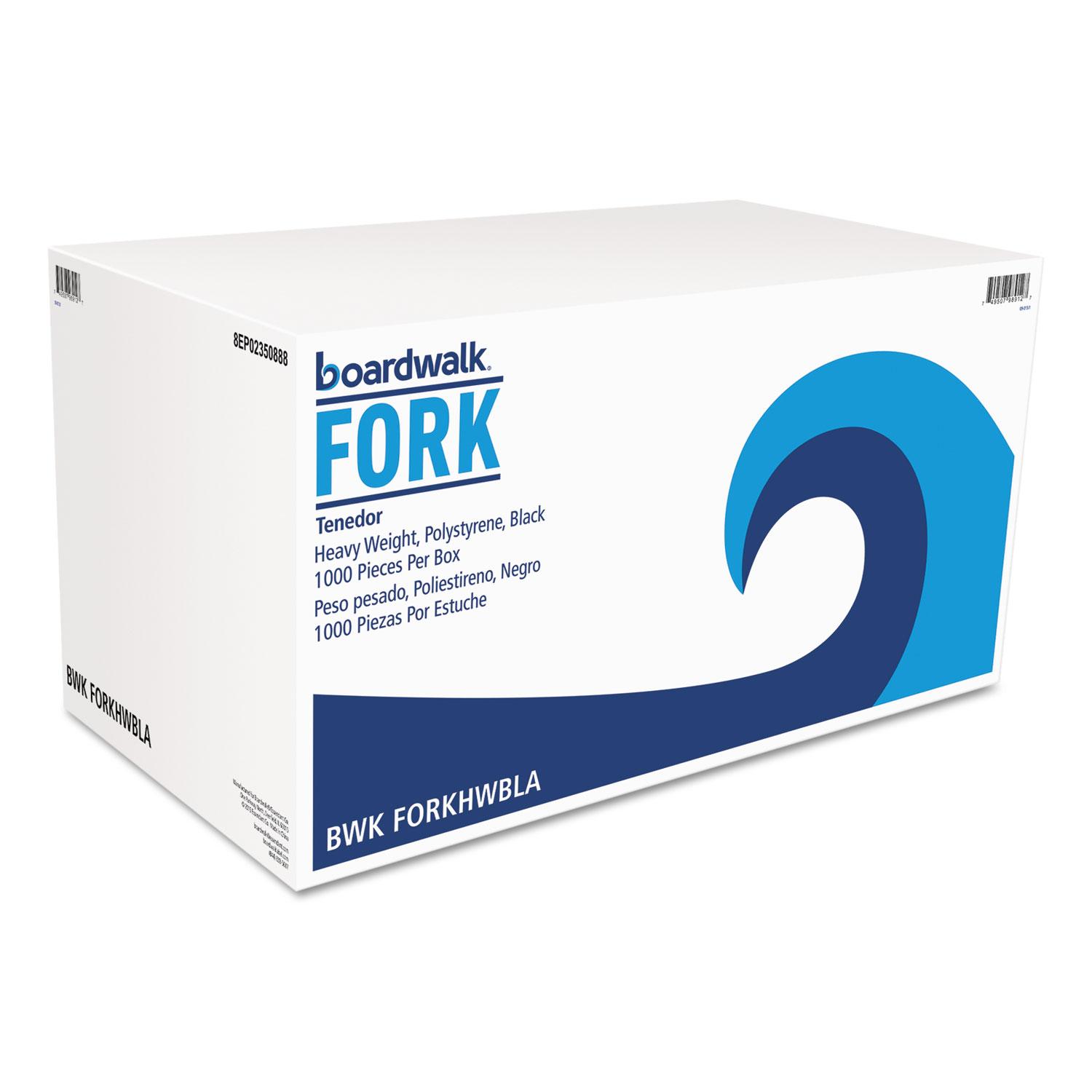 Boardwalk® Heavyweight Polystyrene Cutlery, Fork, Black, 1000/Carton