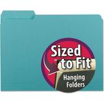 Smead Interior File Folders, 1/3 Cut Top Tab, Letter, Aqua, 100/Box