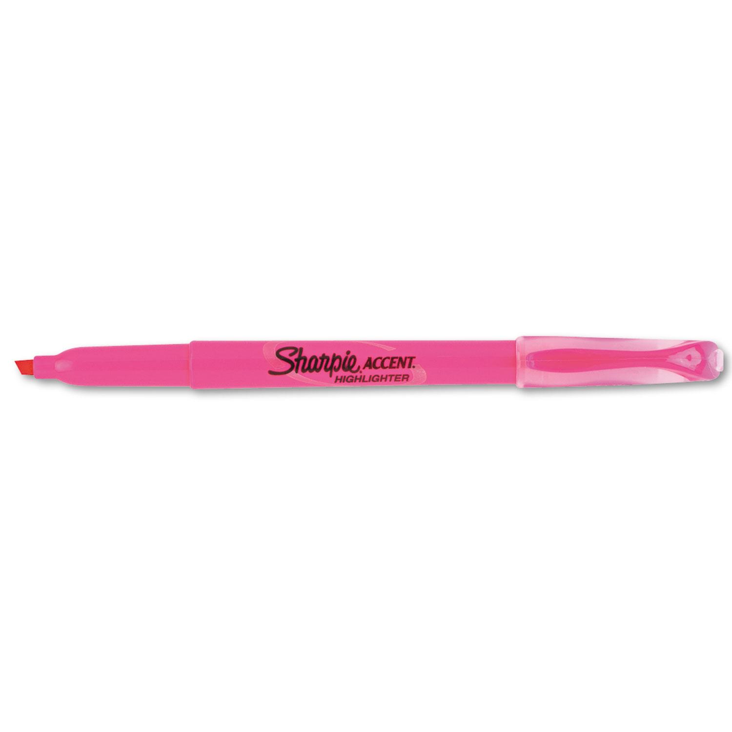 Sharpie® Accent Pocket Style Highlighter, Chisel Tip, Fluorescent Pink, Dozen