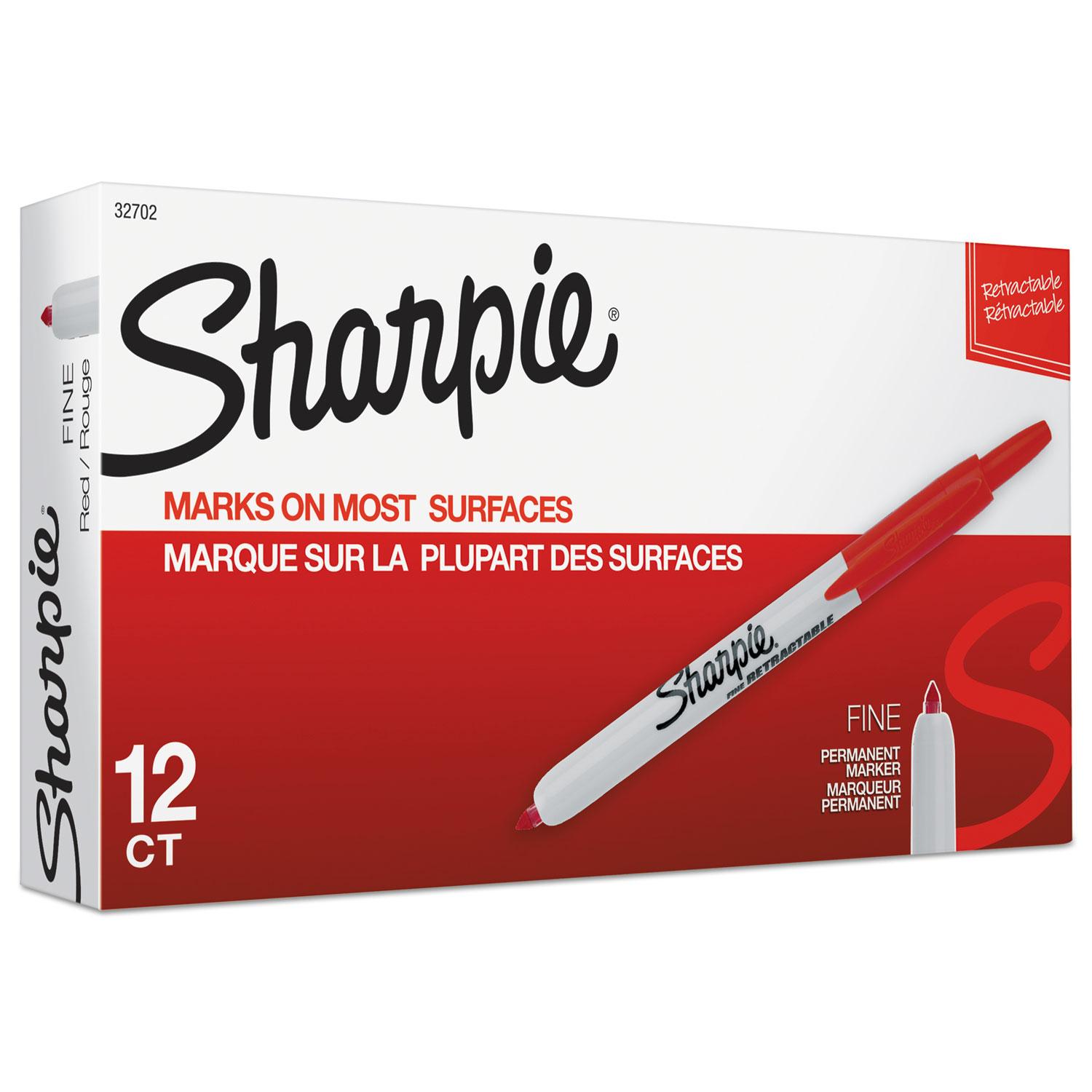 Sharpie® Retractable Permanent Marker, Fine Point, Red