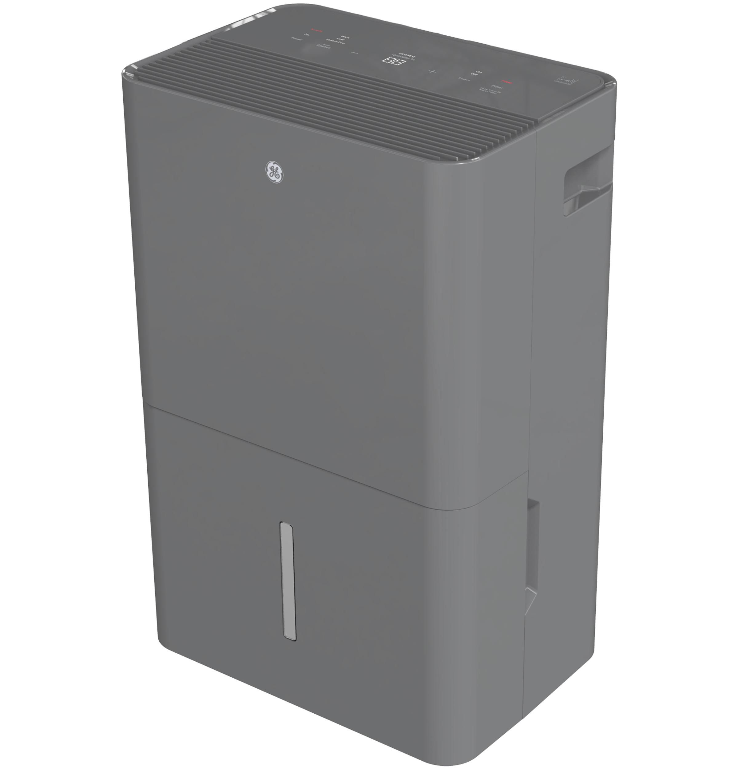 GE® 50 Pint Portable Dehumidifier, R32, Energy Star, Smart Dry, Built-In Pump, 125V, Gray