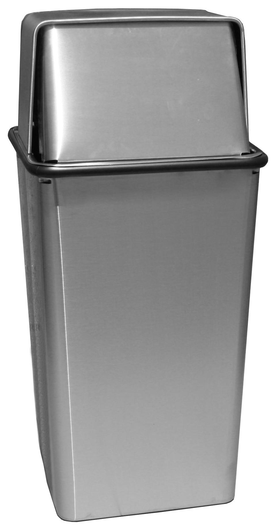Witt Waste Receptacle and Hamper, 21 Gallon, Push Top, Stainless Steel