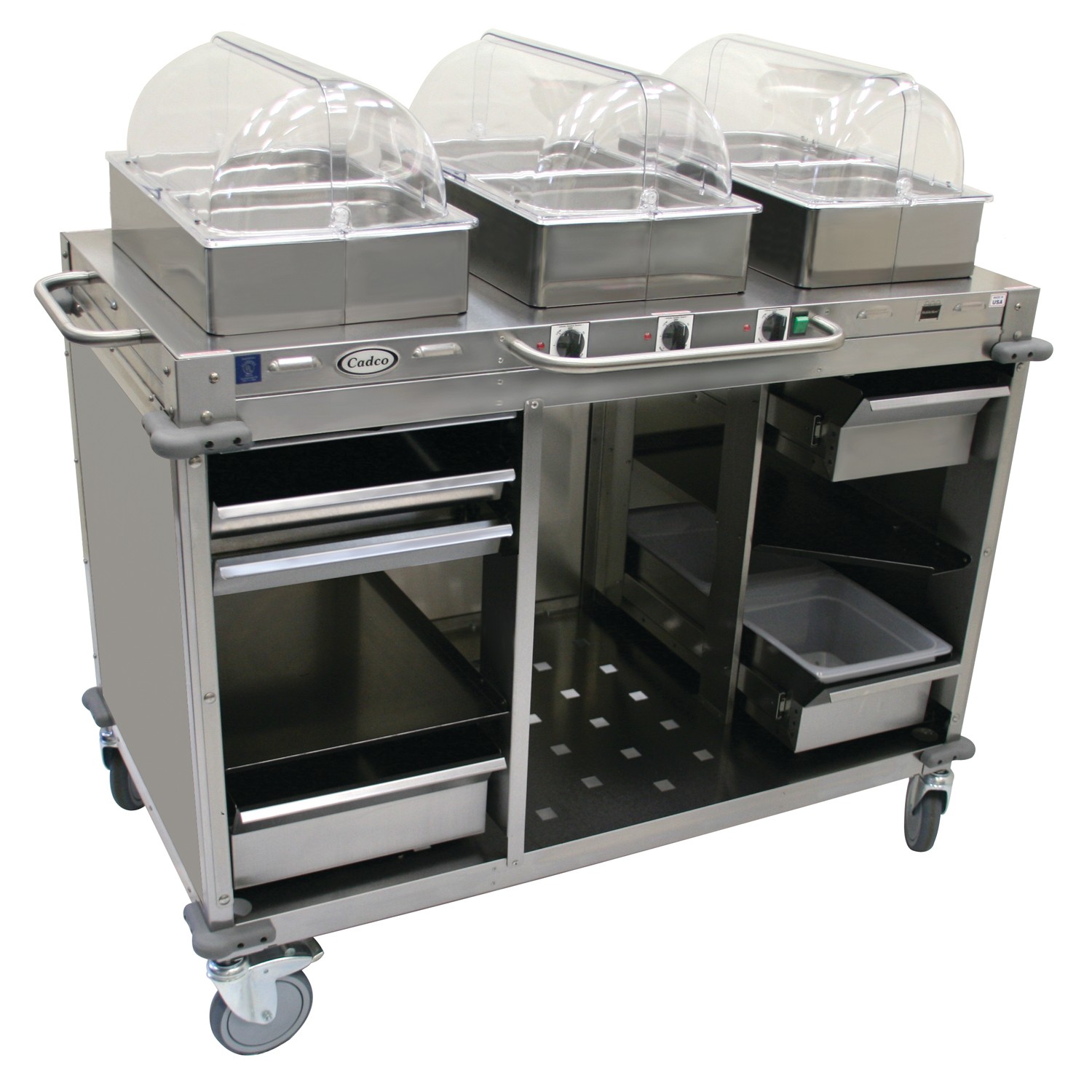Cadco Large Demo/ Sampling Cart w/ Sneeze Guard, Full Size Hot Buffet ...