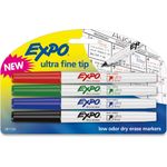 Dry Erase Markers, Ultra Fine, Low-Odor, 4/PK, Ast