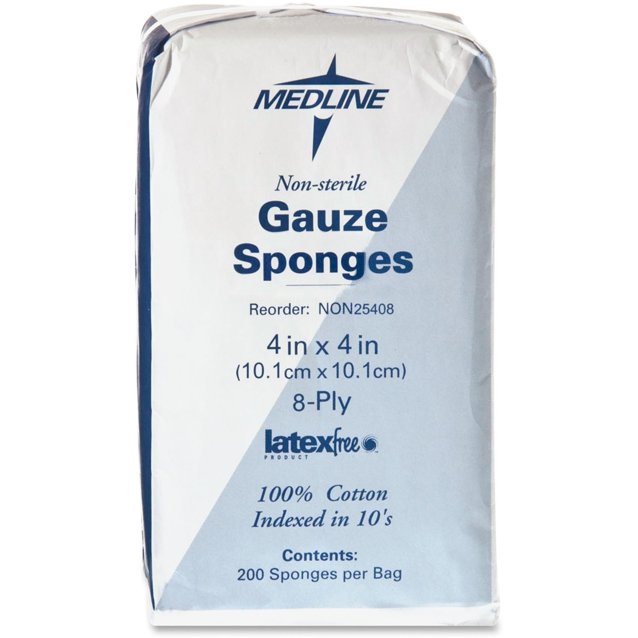 Medline Nonsterile Woven Gauze Sponges, 4"x4", 8-Ply, 200/PK, White