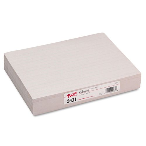 White 500 Sheets/Pack Pacon 2631 Skip-A-Line Ruled Newsprint Paper 30 lbs 11 x 8-1/2 