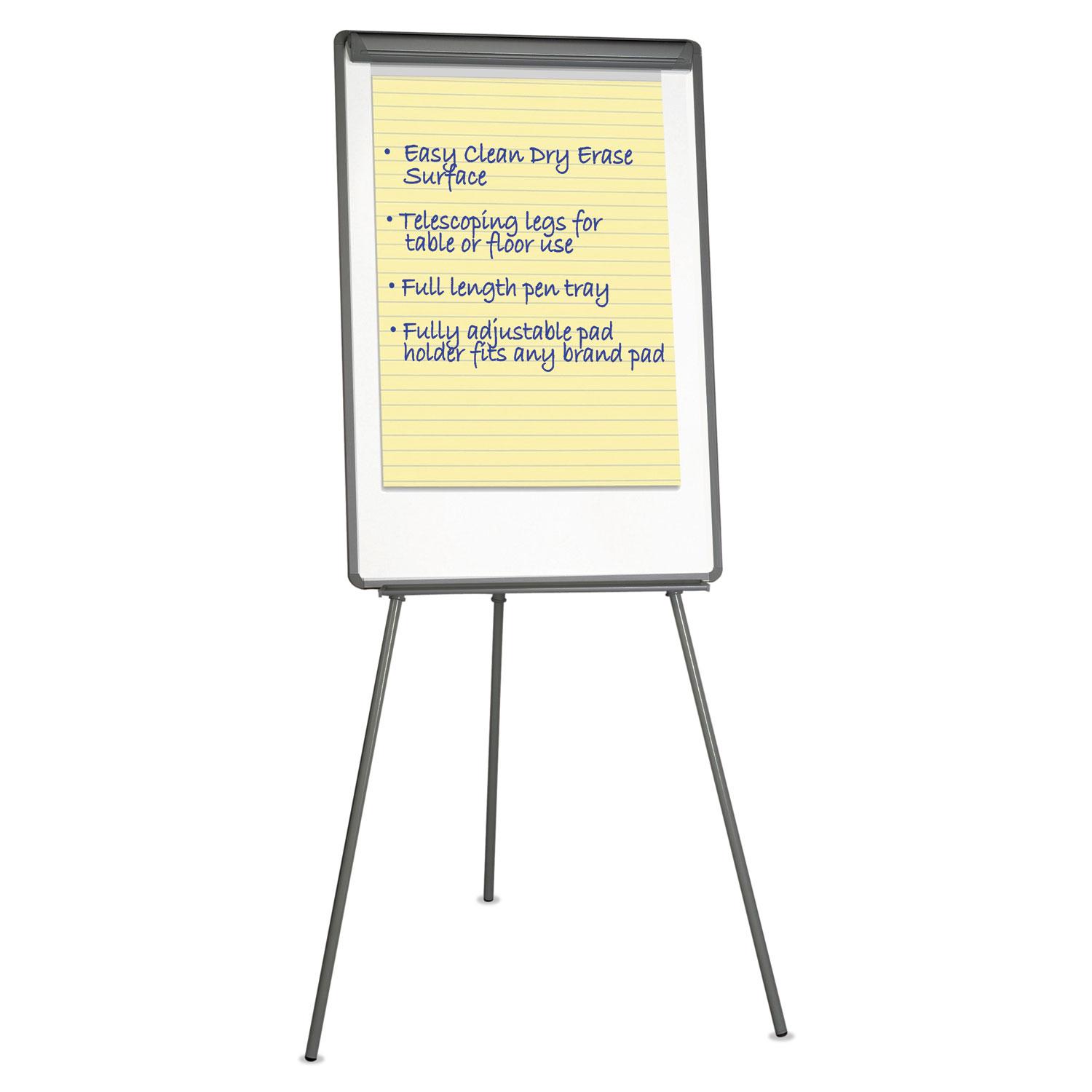 Universal® Tripod-Style Dry Erase Easel, Easel : 44" to 78", Board: 29" x 41", White/Black