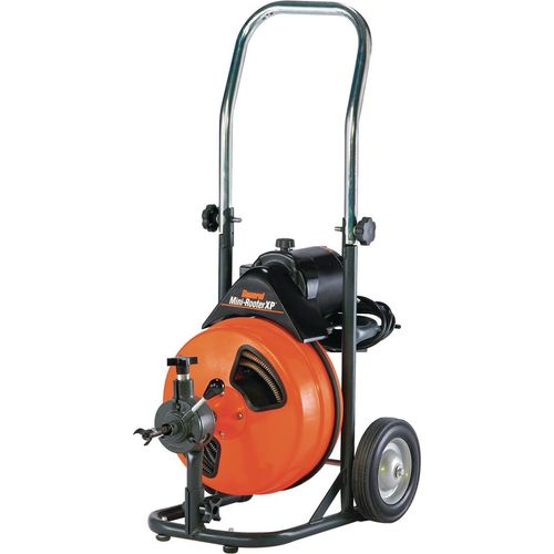 Mini Rooter with Wheels & Power Feed, 50' x 1/2" Cable in Drum & Cutter Set