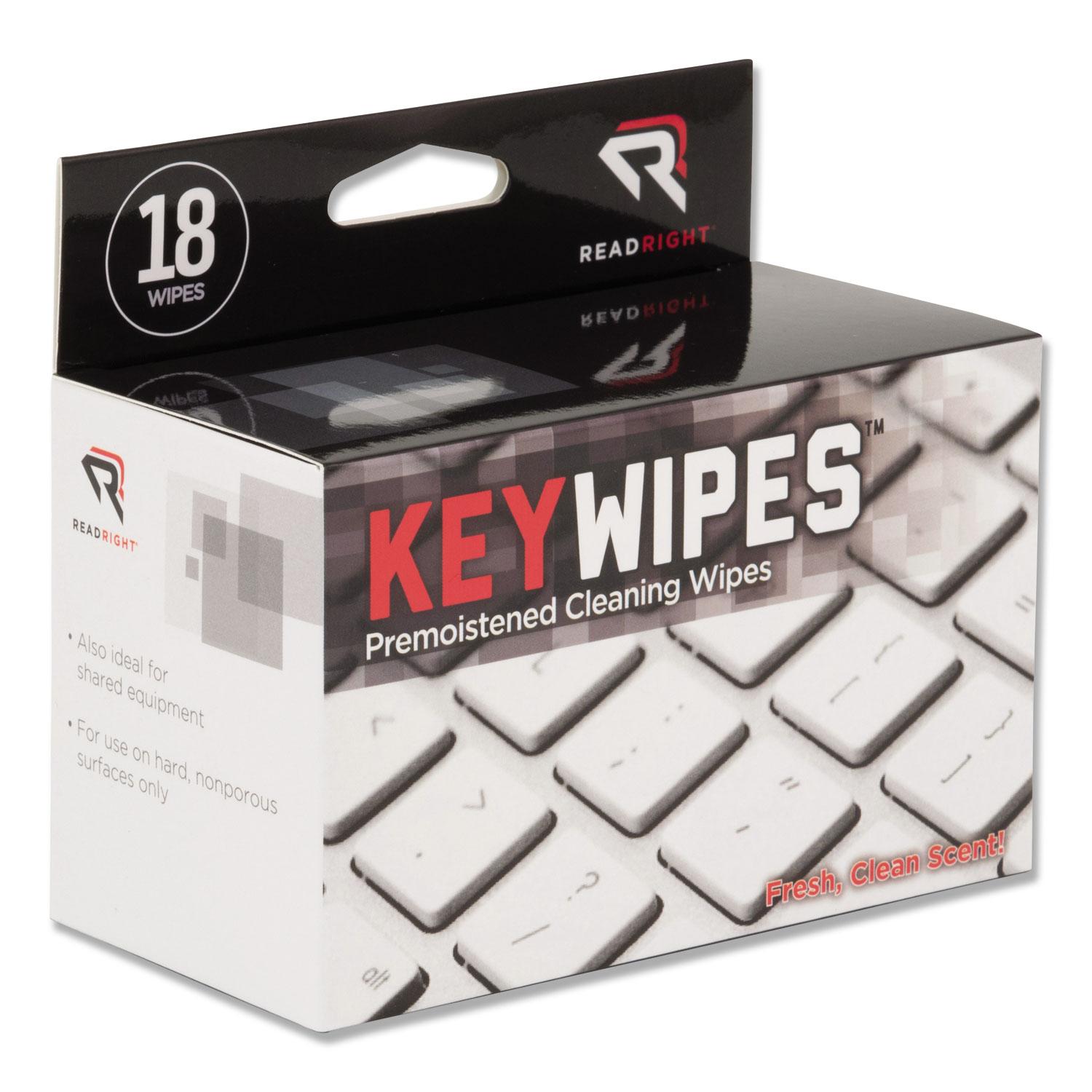 Read Right® KeyWipes Keyboard & Hand Cleaner Wet Wipes, 5 x 6 7/8, 18/Box