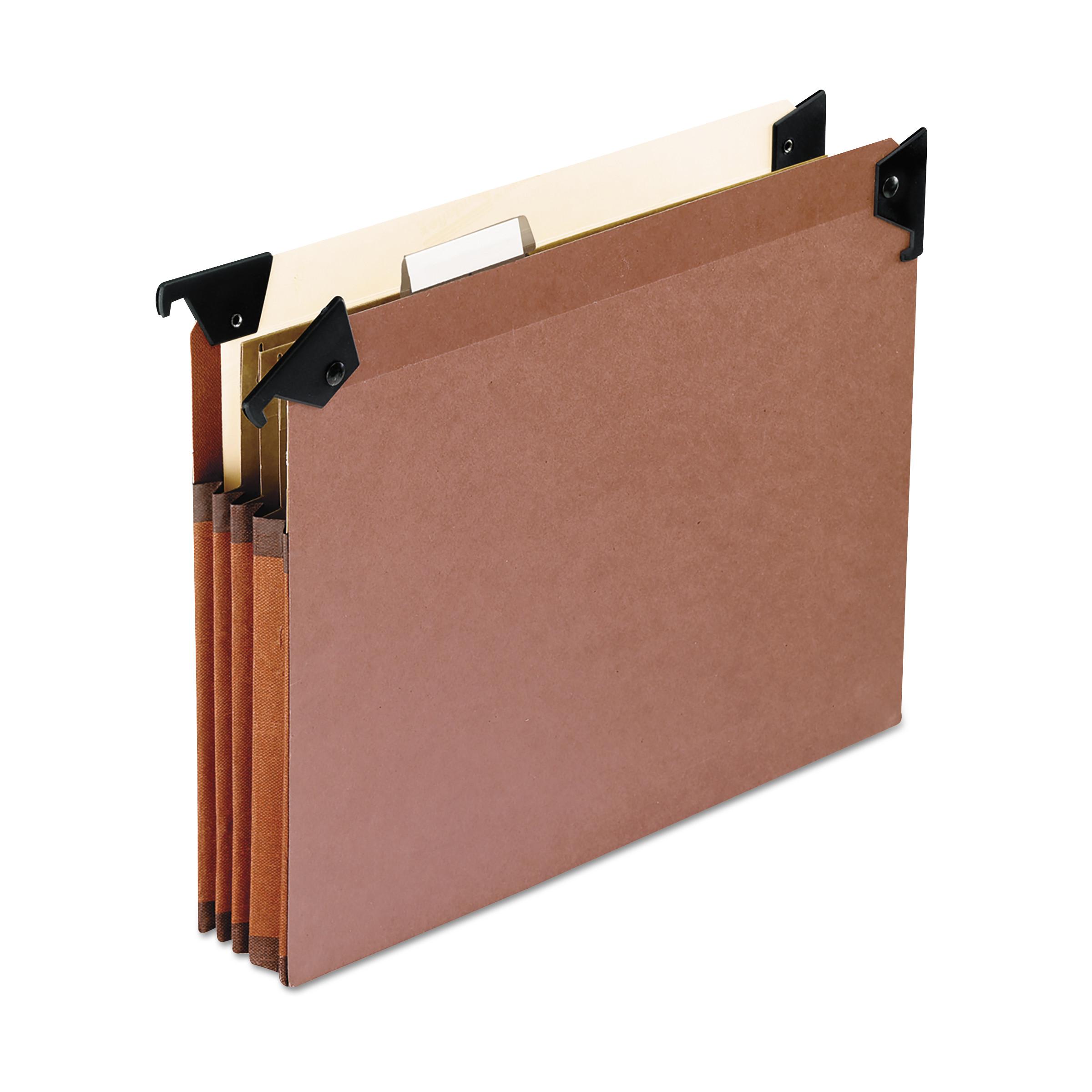 Pendaflex® 3 1/2" Hanging File Pockets with Swing Hooks, 1/5 Tab, Letter, Brown, 5/Box