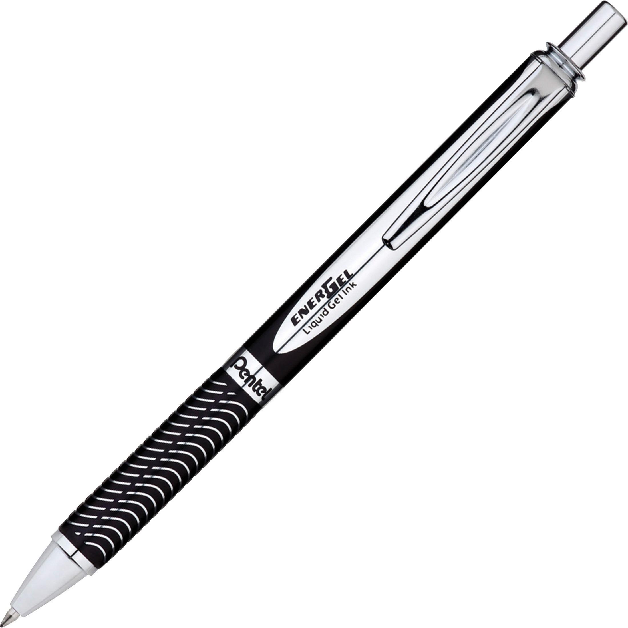 Retractable Gel Pens, Metal Tip, .7mm, Black Barrel/ BK Ink
