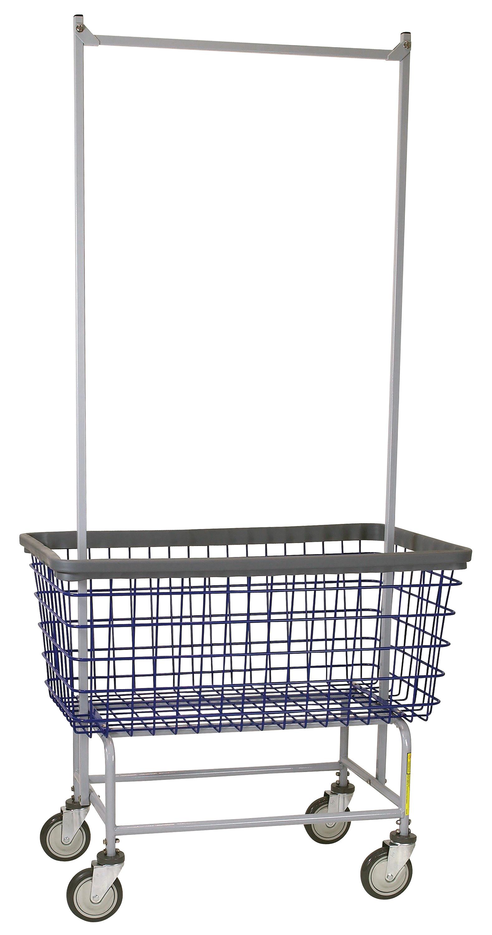 【極美品】LAUNDRY CART WITH POLE RACK CHROME Large Capacity Laundry Cart w/ Double Pole Rack | Commercial