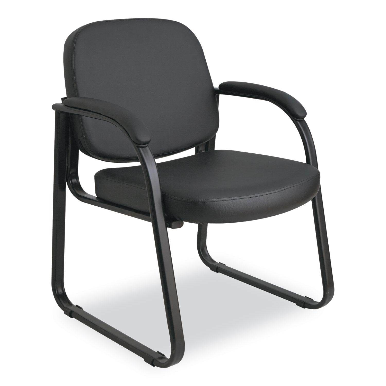 Alera Genaro Series Sled Base Guest Chair, Black Vinyl