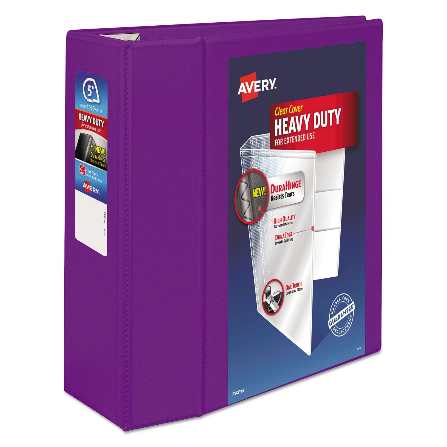 Avery® Heavy-Duty View Binder w/Locking EZD Rings, 5" Cap, Purple