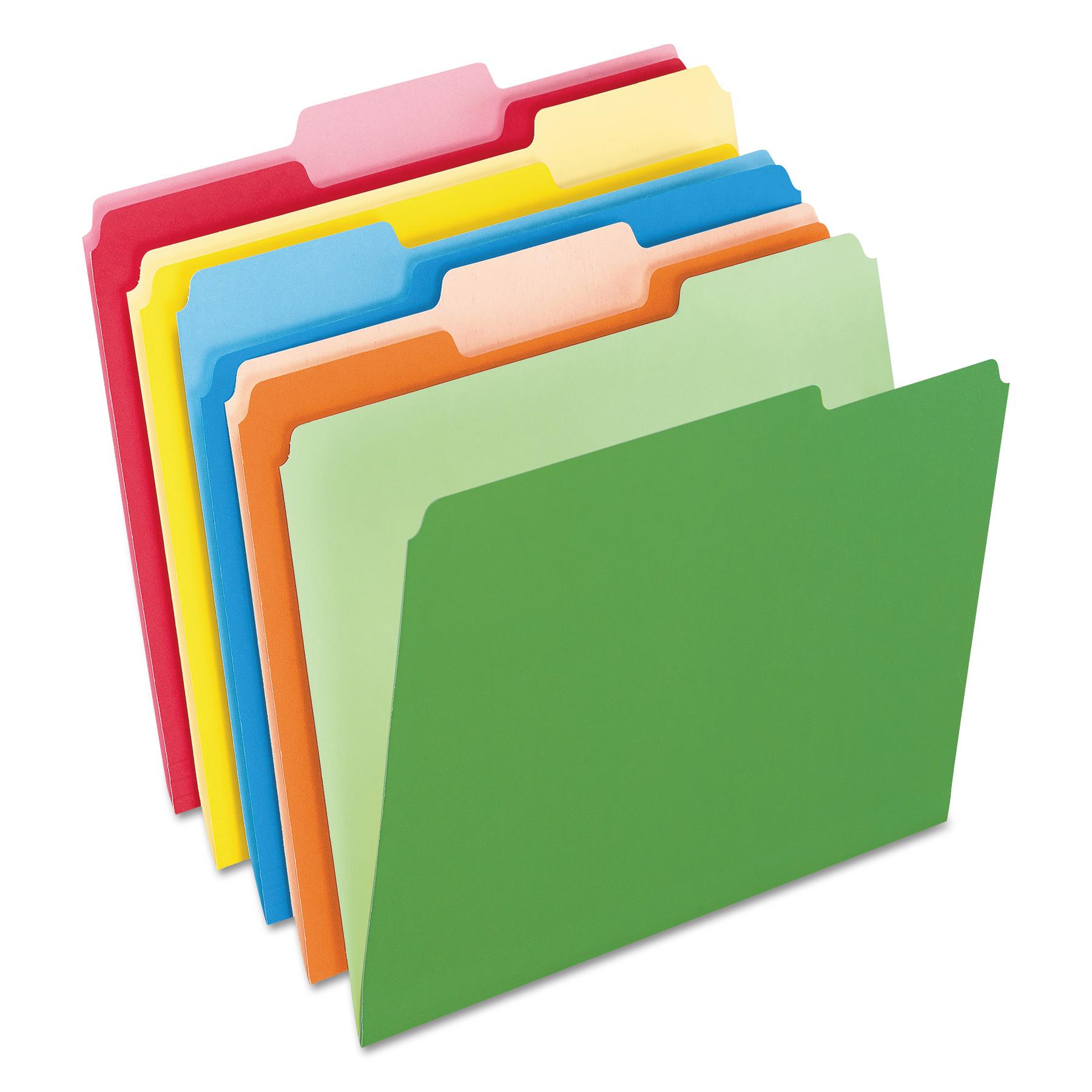 Pendaflex® Colored File Folders, 1/3 Cut Top Tab, Letter, Assorted Colors, 100/Box