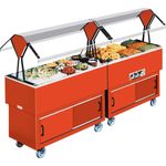 Economate™ Buffet Steam Table, Closed Base, Two Openings - Color: Racing Red Voltage: 208 V