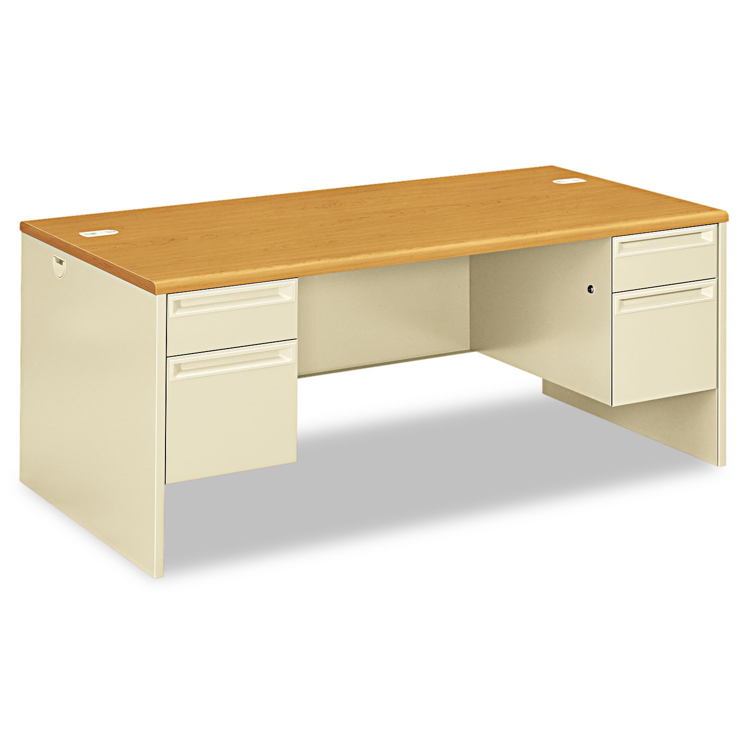 38000 Series Double Pedestal Desk, 72"W x 36"D x 29-1/2"H, Harvest/Putty