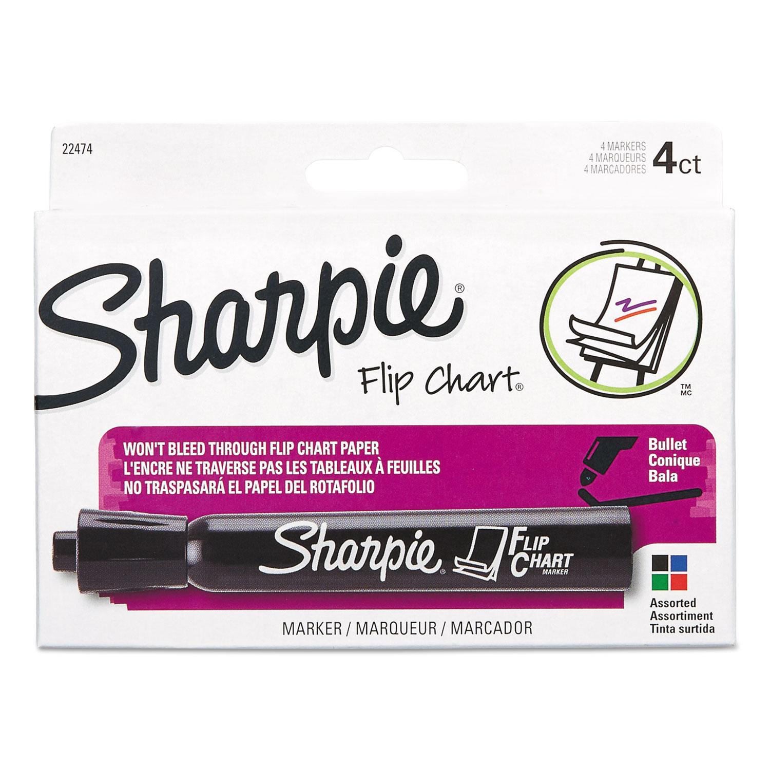 Sharpie® Flip Chart Markers, Bullet Tip, Four Colors, 4/Set