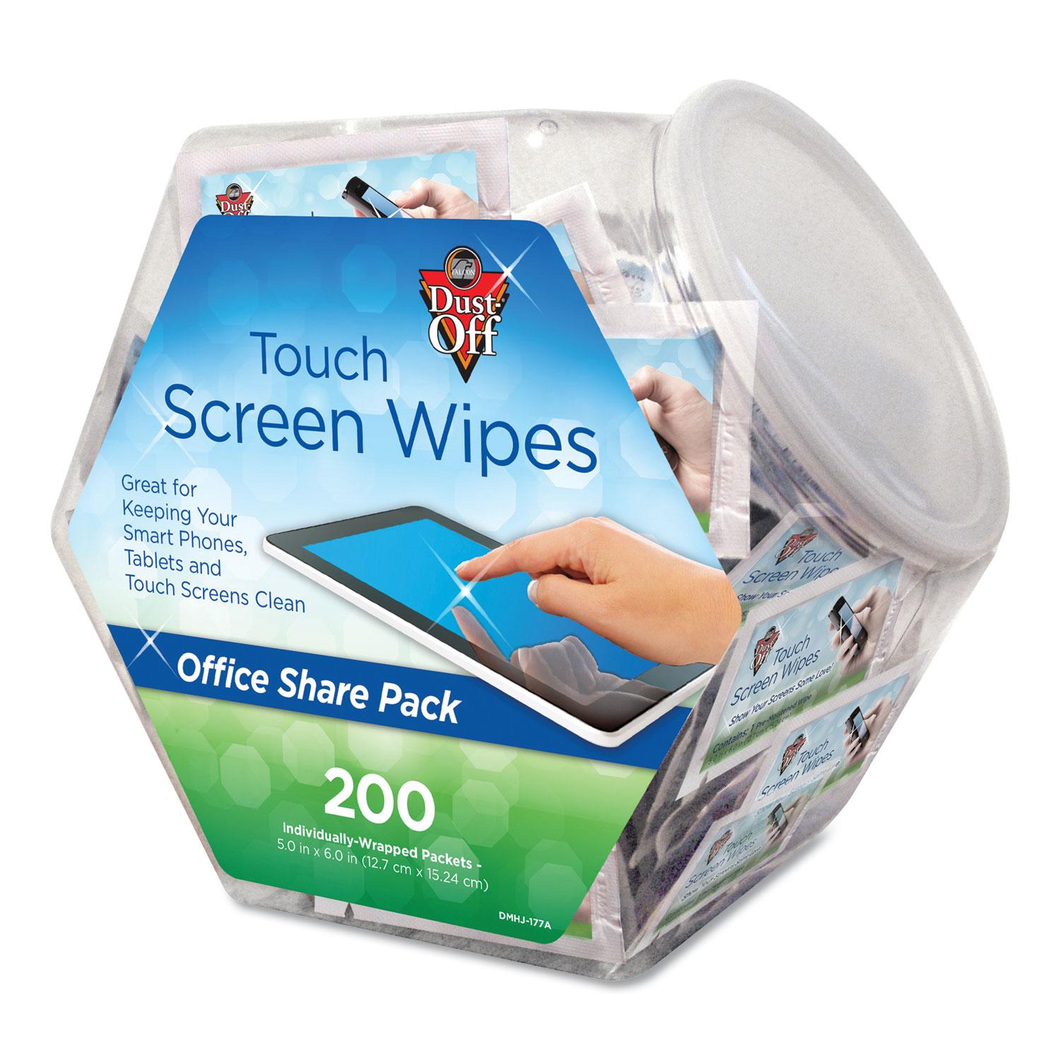 Dust-Off® Touch Screen Wipes, 5 x 7 3/4, 200 Individual Foil Packets