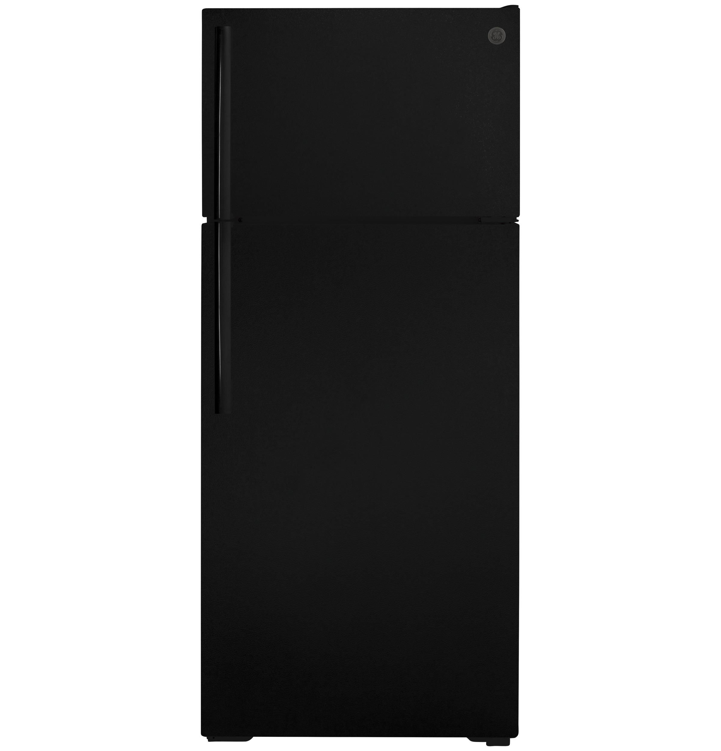 GE® Refrigerator, 17.5 Cu. Ft. Top-Freezer, Glass Shelves - Appliance Color: Black