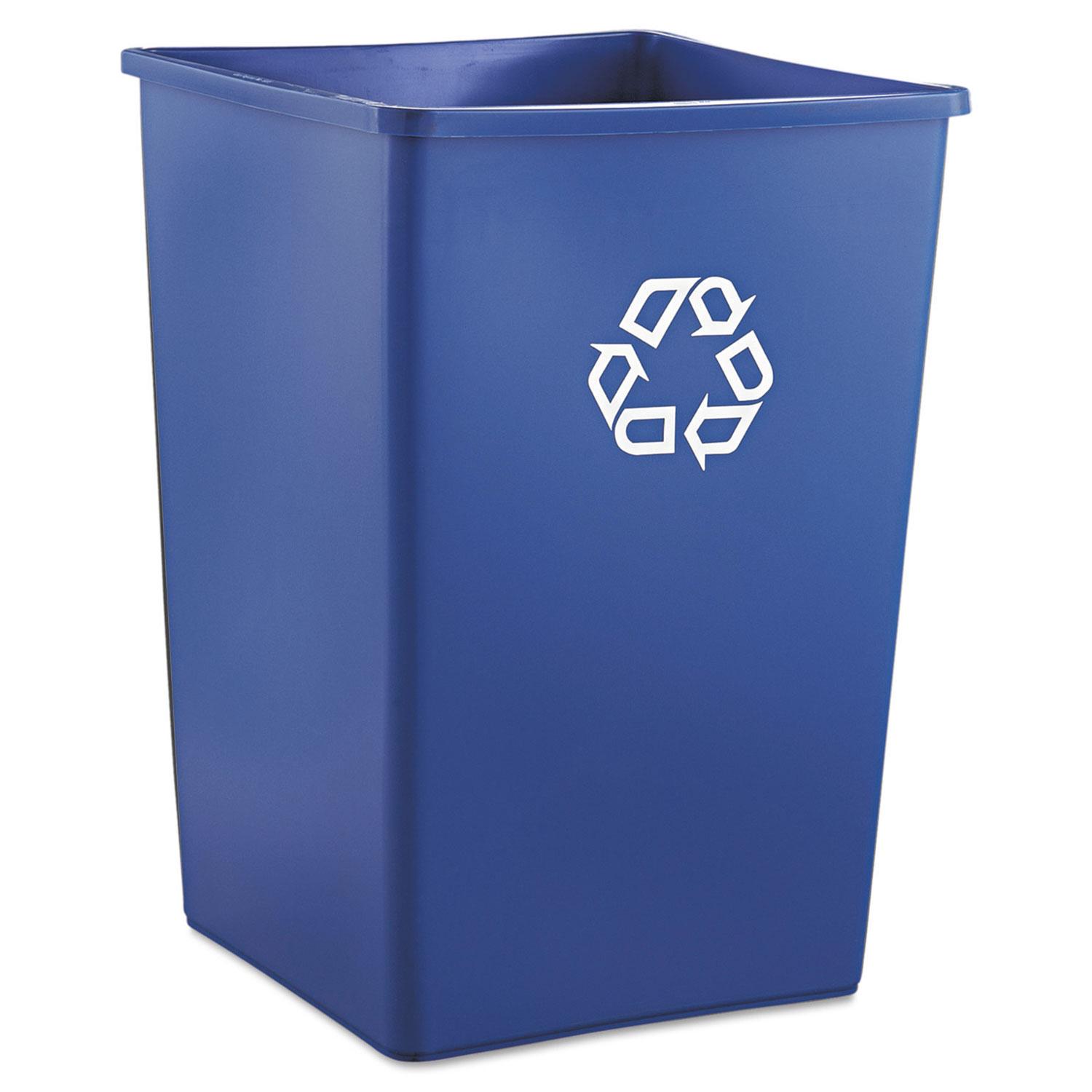 Rubbermaid Recycling Container, 35 Gallon, Square, Plastic, Blue