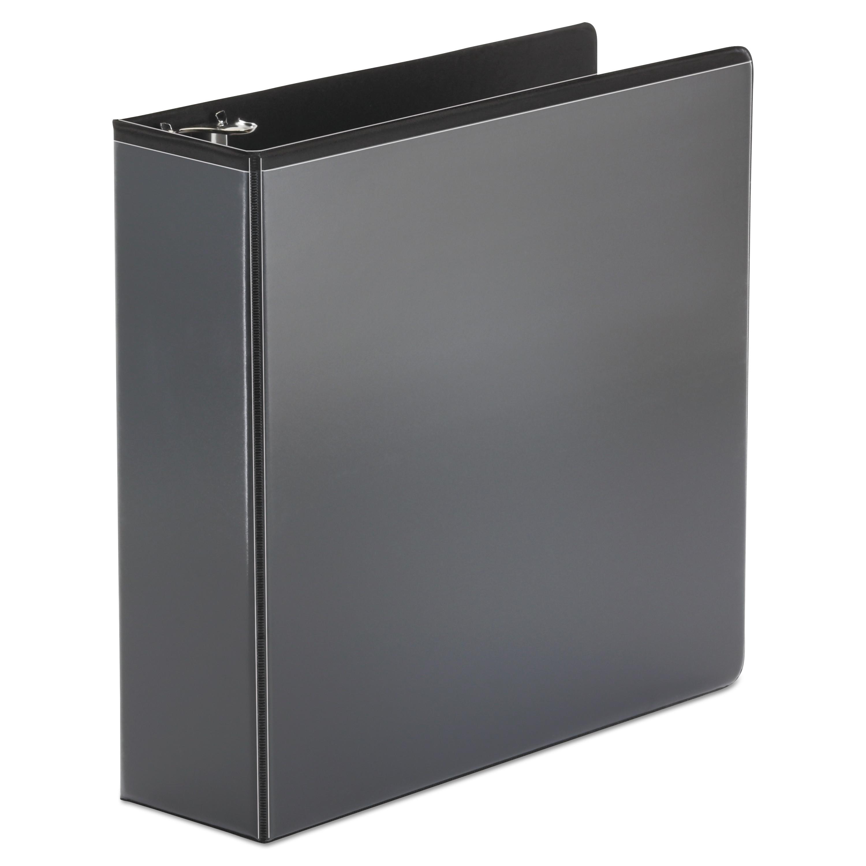Universal® Economy Round Ring View Binder, 3" Capacity, Black