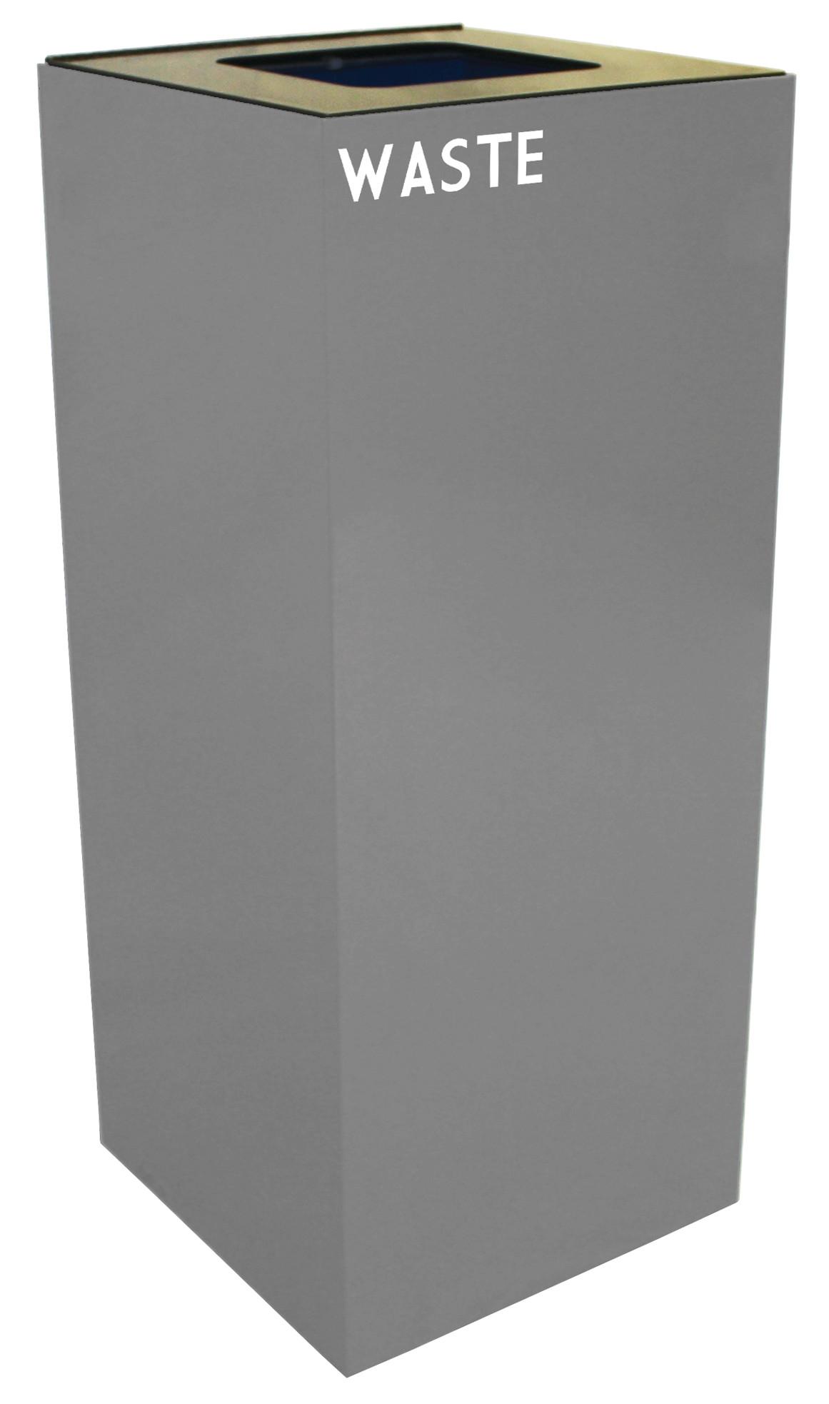 Witt Recycling Container, 36 Gallon, Square Opening, Recycle Decal and Waste Decal, Slate