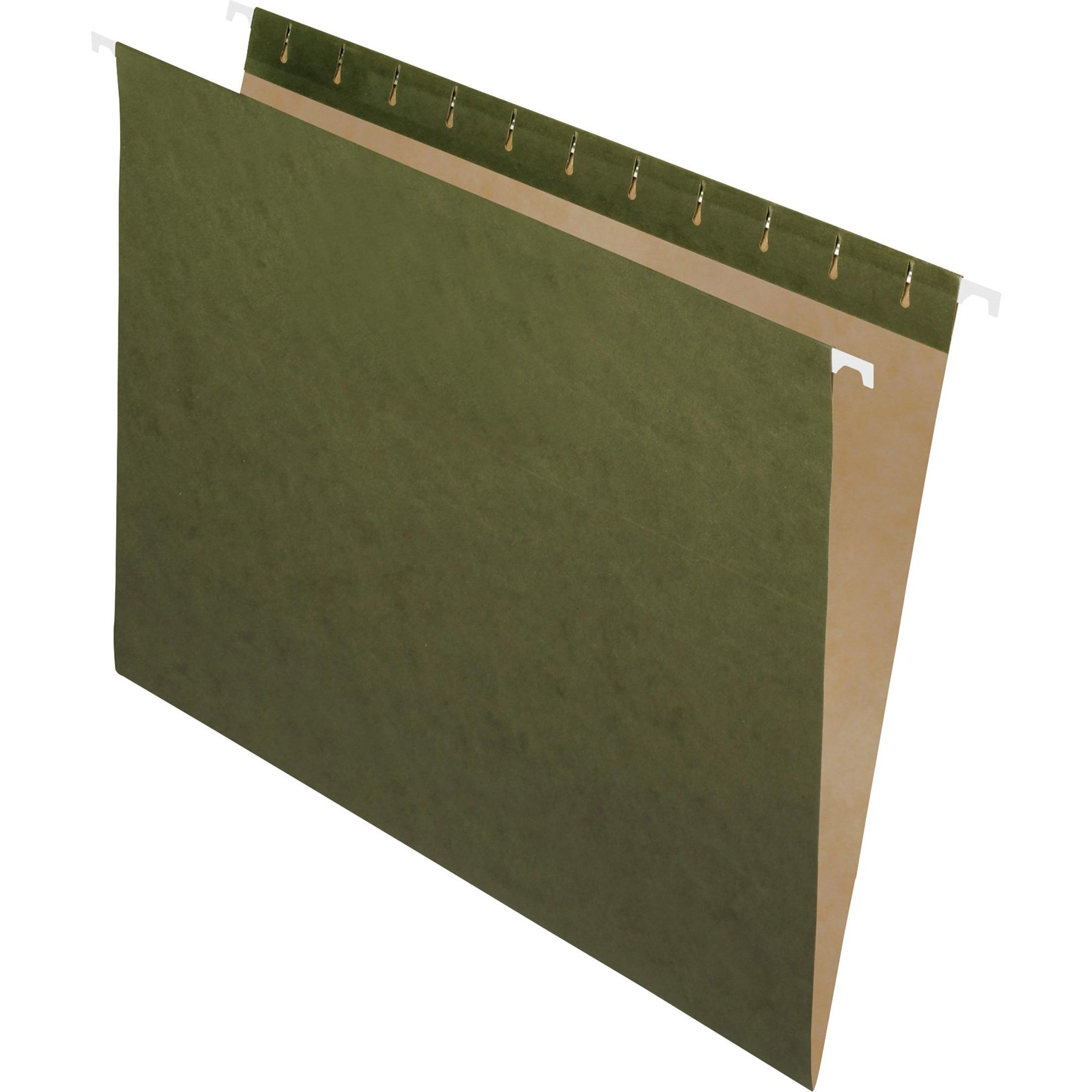 Hanging File Folder, No Tab, Letter, Green