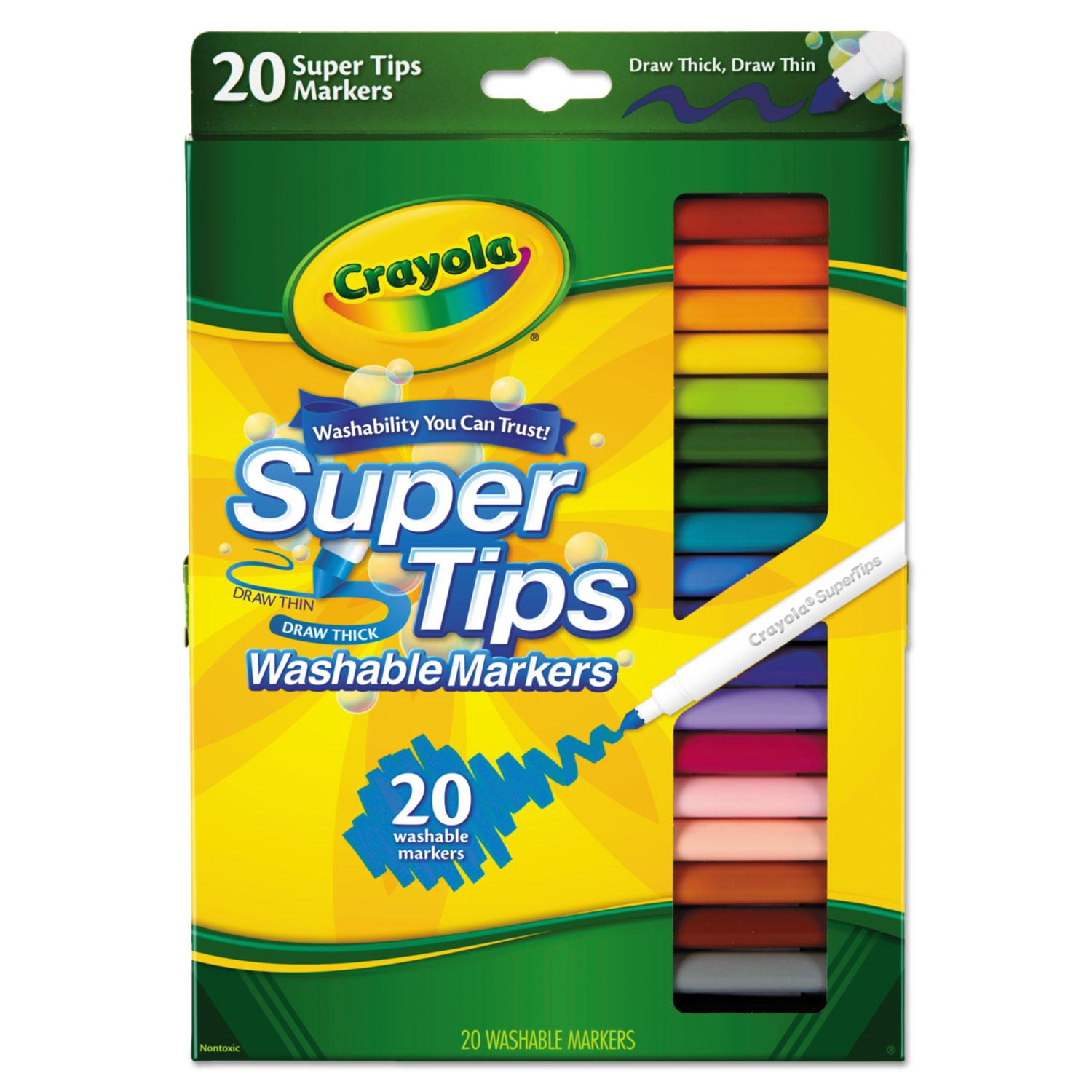 Crayola® Washable Super Tips Markers, Assorted, 20/Set
