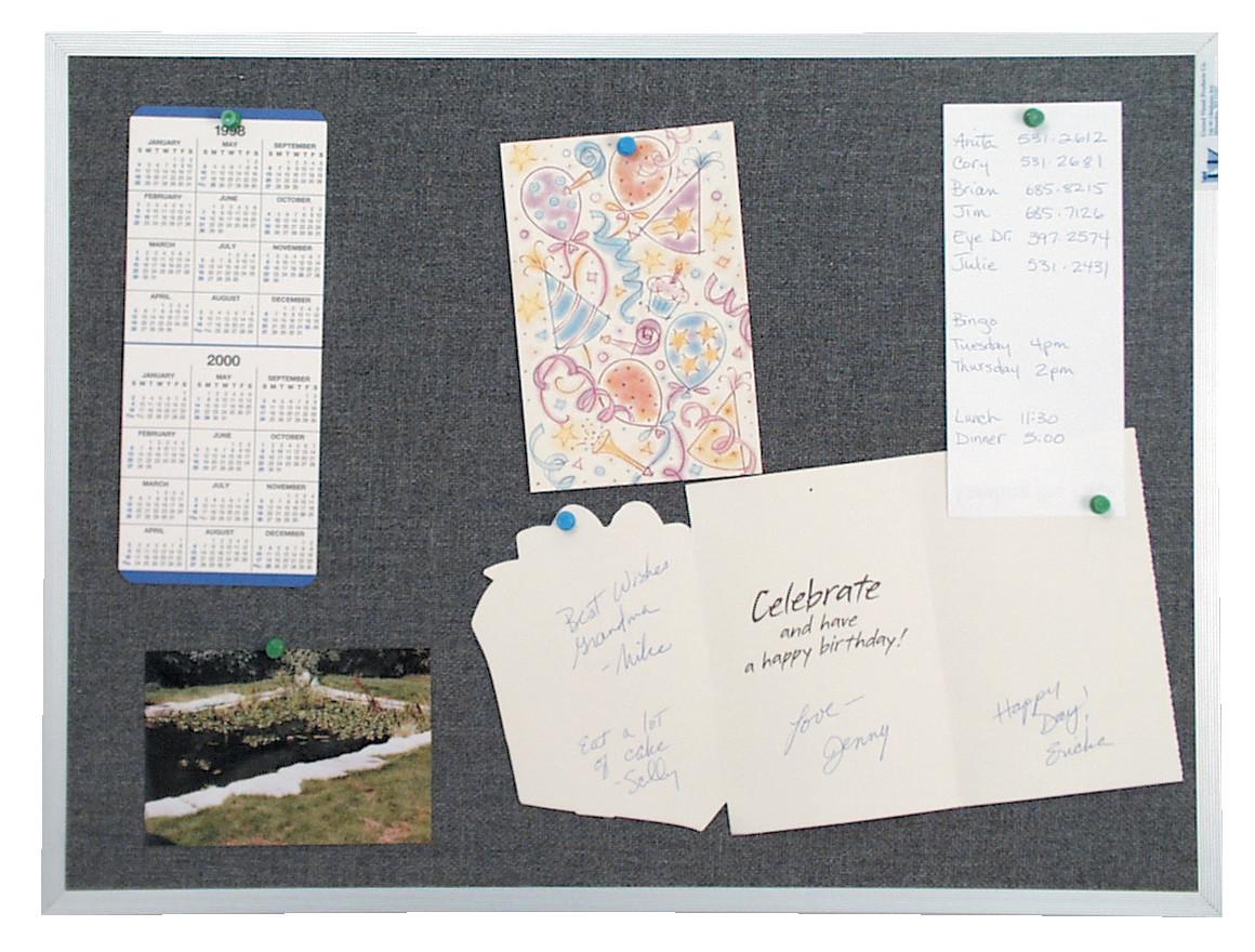 Fabric-Covered Bulletin Board, Aluminum Frame, 18" x 24" - Board Color: Cinnabar