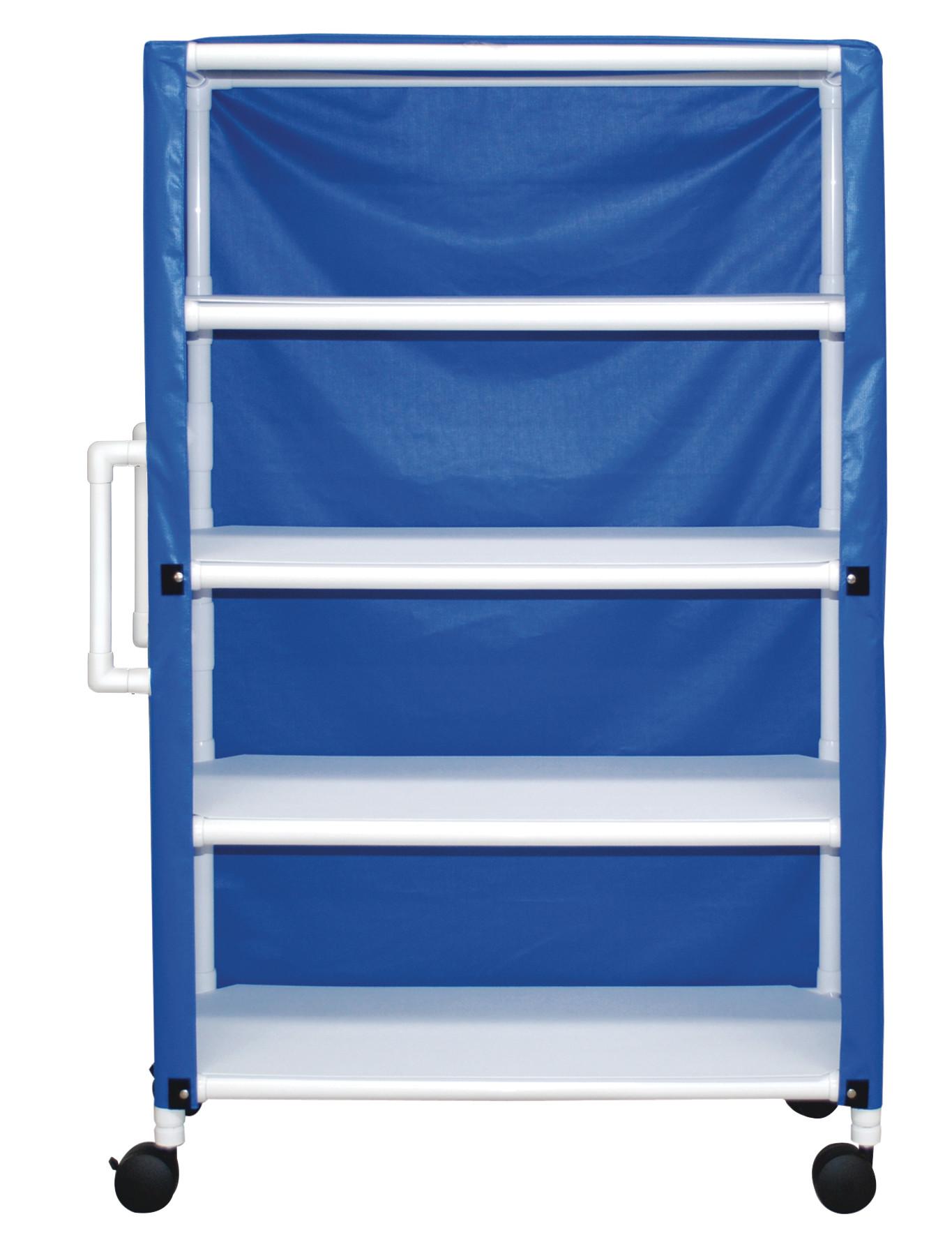 Direct Supply® Linen Cart, Large, Vinyl Cover, Handles, 4 Shelves - Fabric Type: Solid Vinyl Cover Color: Mauve