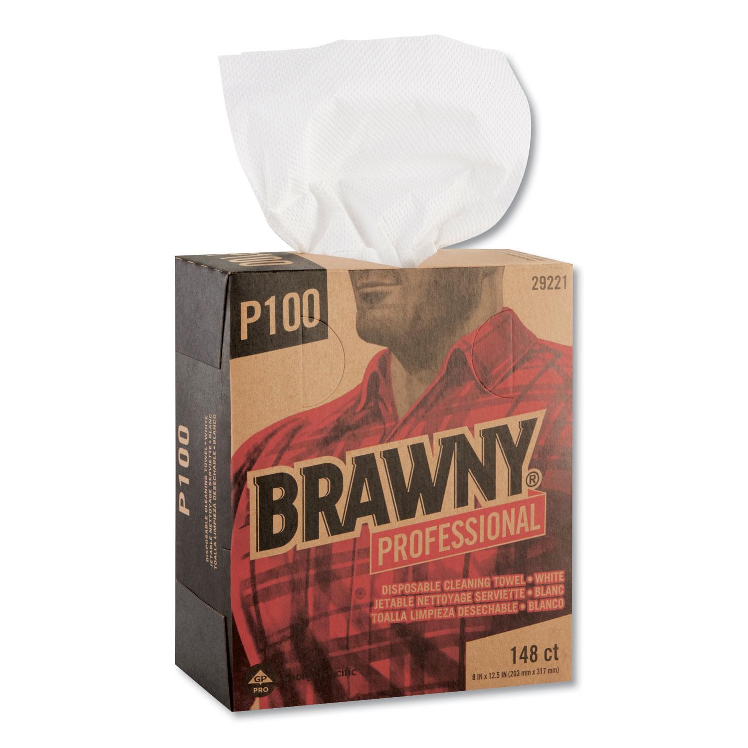 Brawny® Professional Light-Duty Paper Wipers, 8 x 12 1/2, White, 148/Box, 20 Boxes/Carton