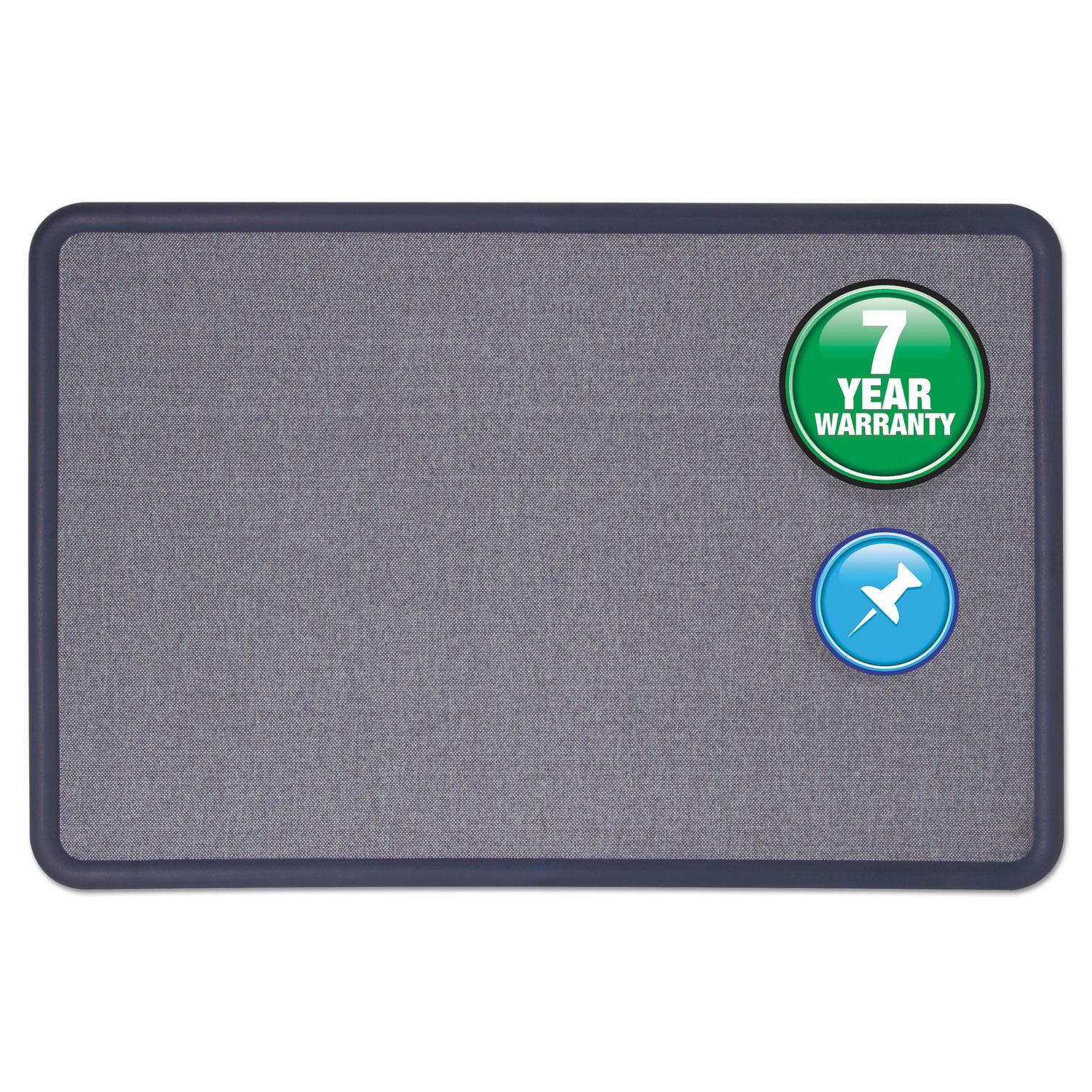 Quartet® Contour Fabric Bulletin Board, 36 x 24, Light Blue, Plastic Navy Blue Frame