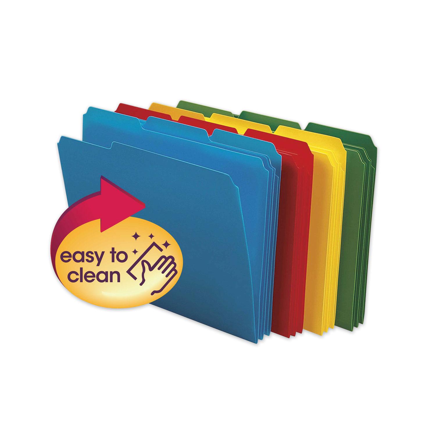 Smead Waterproof Poly File Folders, 1/3 Cut Top Tab, Letter, Assorted, 24/Box