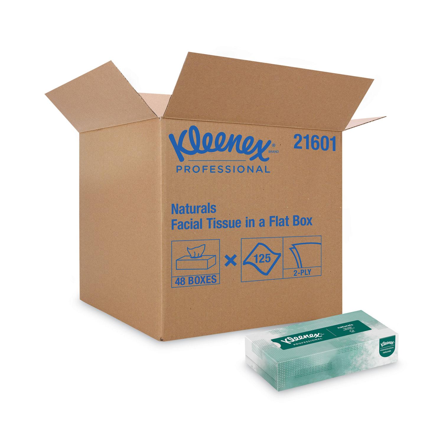 Kleenex® Naturals Facial Tissue, 2-Ply, White, 125/Box, 48 Boxes/Carton
