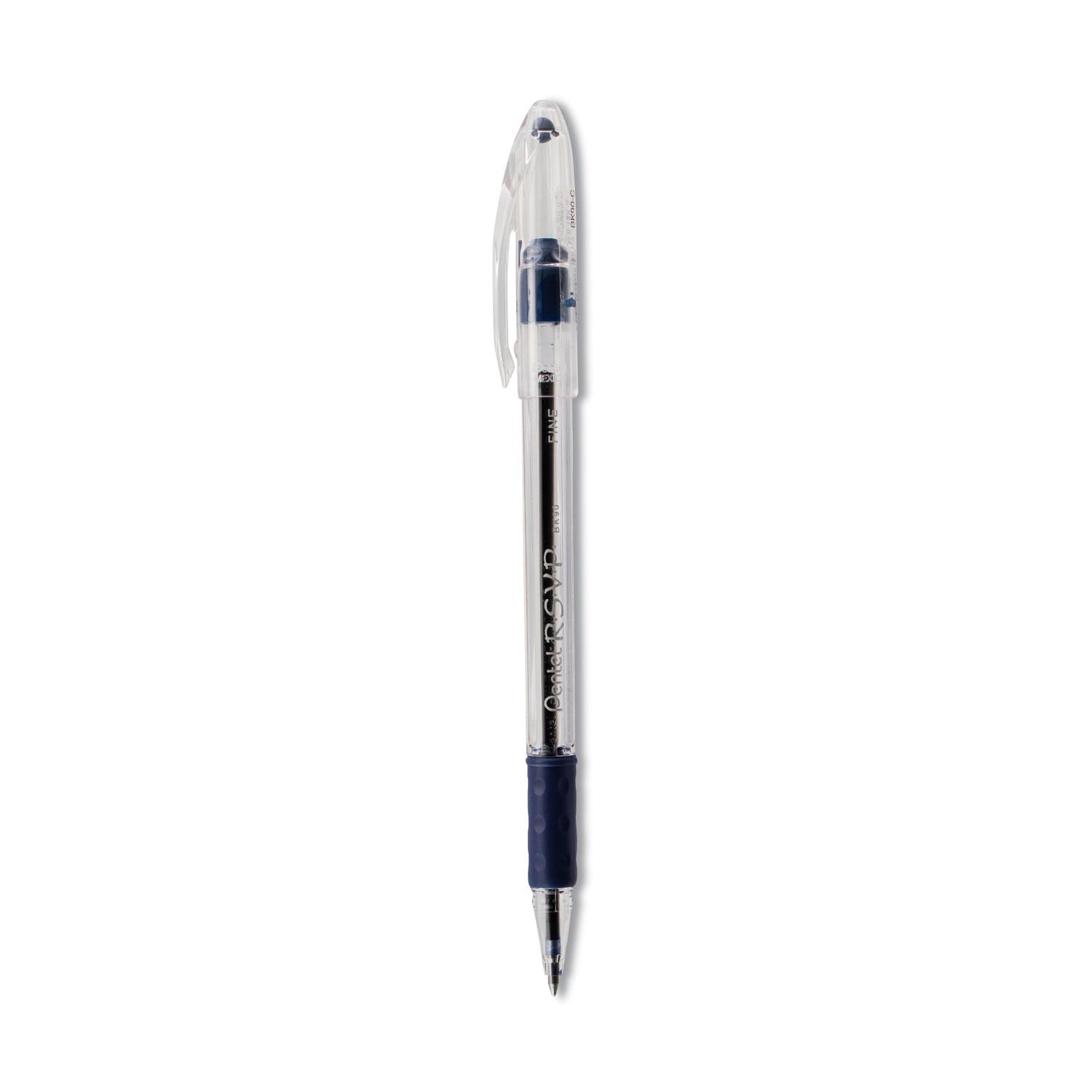 Pentel® R.S.V.P. Stick Ballpoint Pen, .7mm, Trans Barrel, Blue Ink, Dozen
