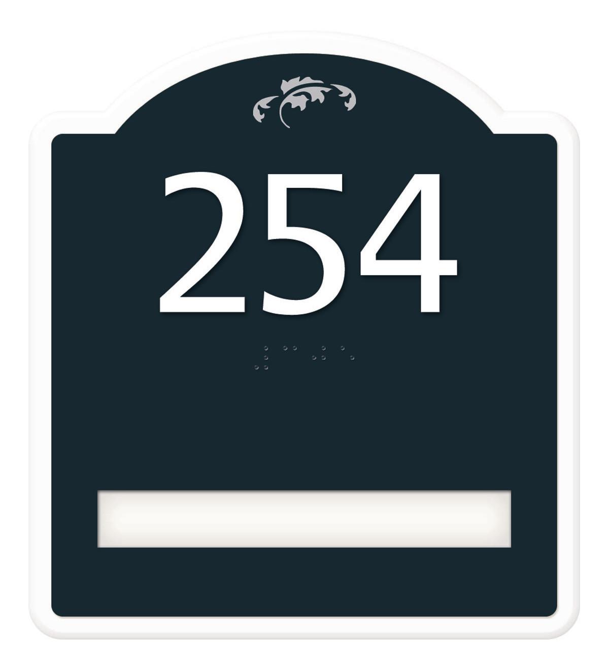 Ventura 1-Name Resident Room Number with Braille, 6-5/8"H x 6"W - Faceplate Color: Biscotti