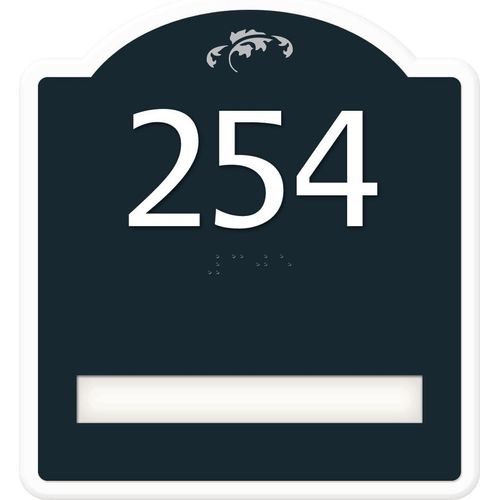 Ventura 1-Name Resident Room Number with Braille, 6-5/8"H x 6"W - Faceplate Color: Latte